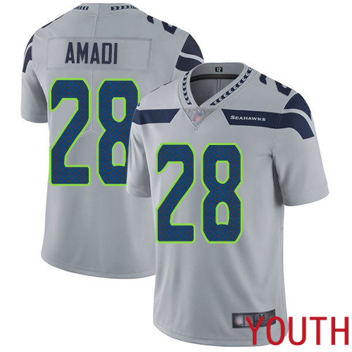 Seattle Seahawks Limited Grey Youth Ugo Amadi Alternate Jersey NFL Football #28 Vapor Untouchable->youth nfl jersey->Youth Jersey